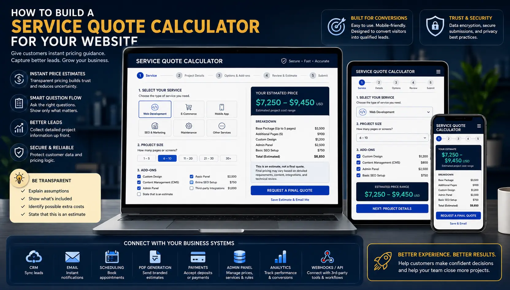 Service Quote Calculator Website