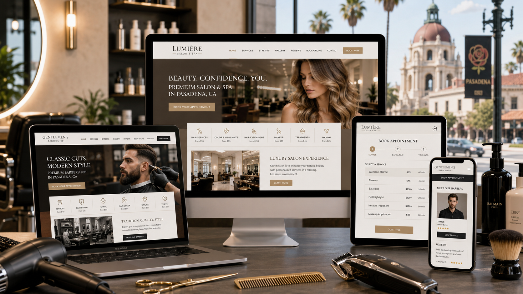 Beauty Salon Barbershop Website Design Pasadena Ca