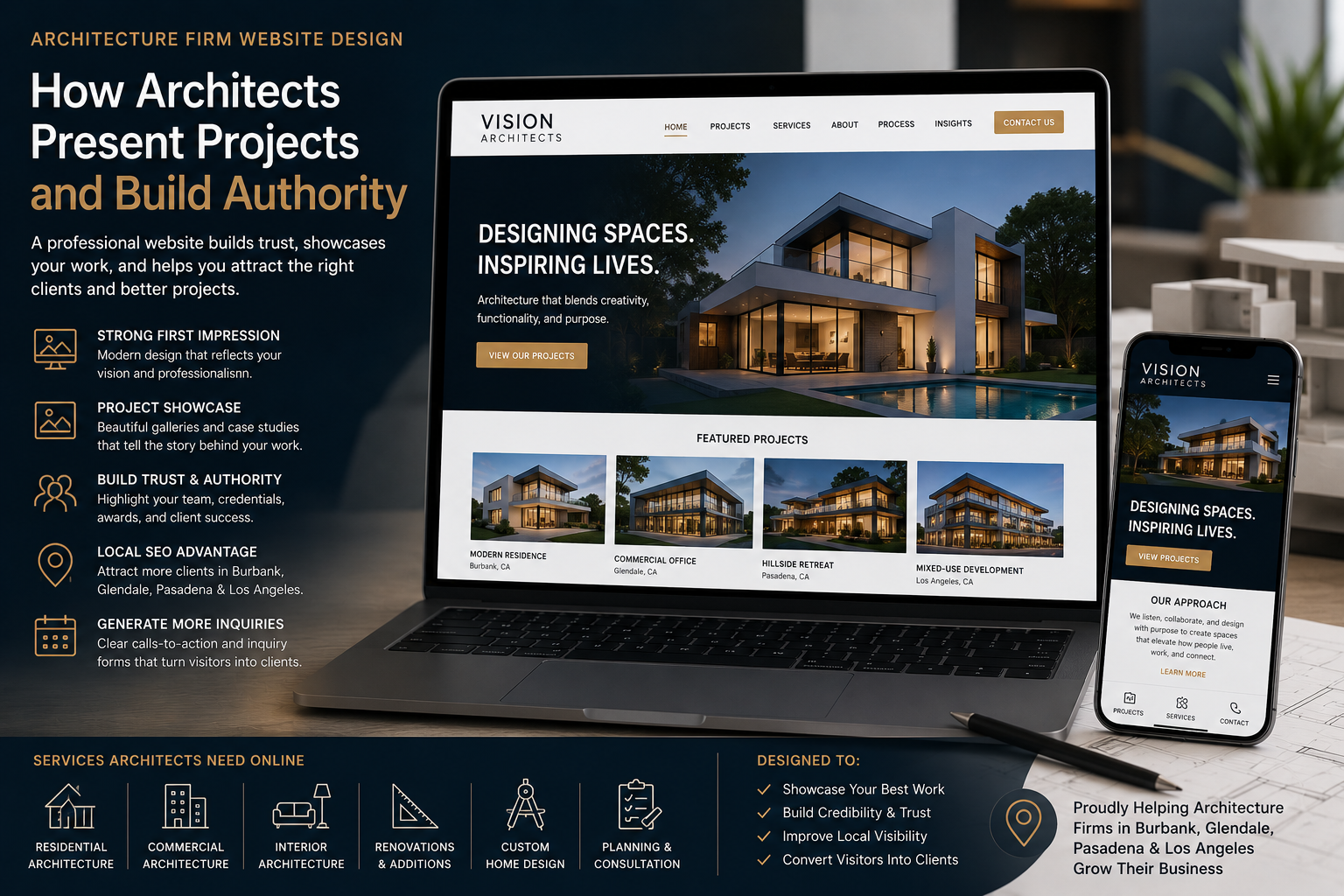 Architecture Firm Website Design Present Projects Build Authority Burbank Glendale Pasadena Los Angeles