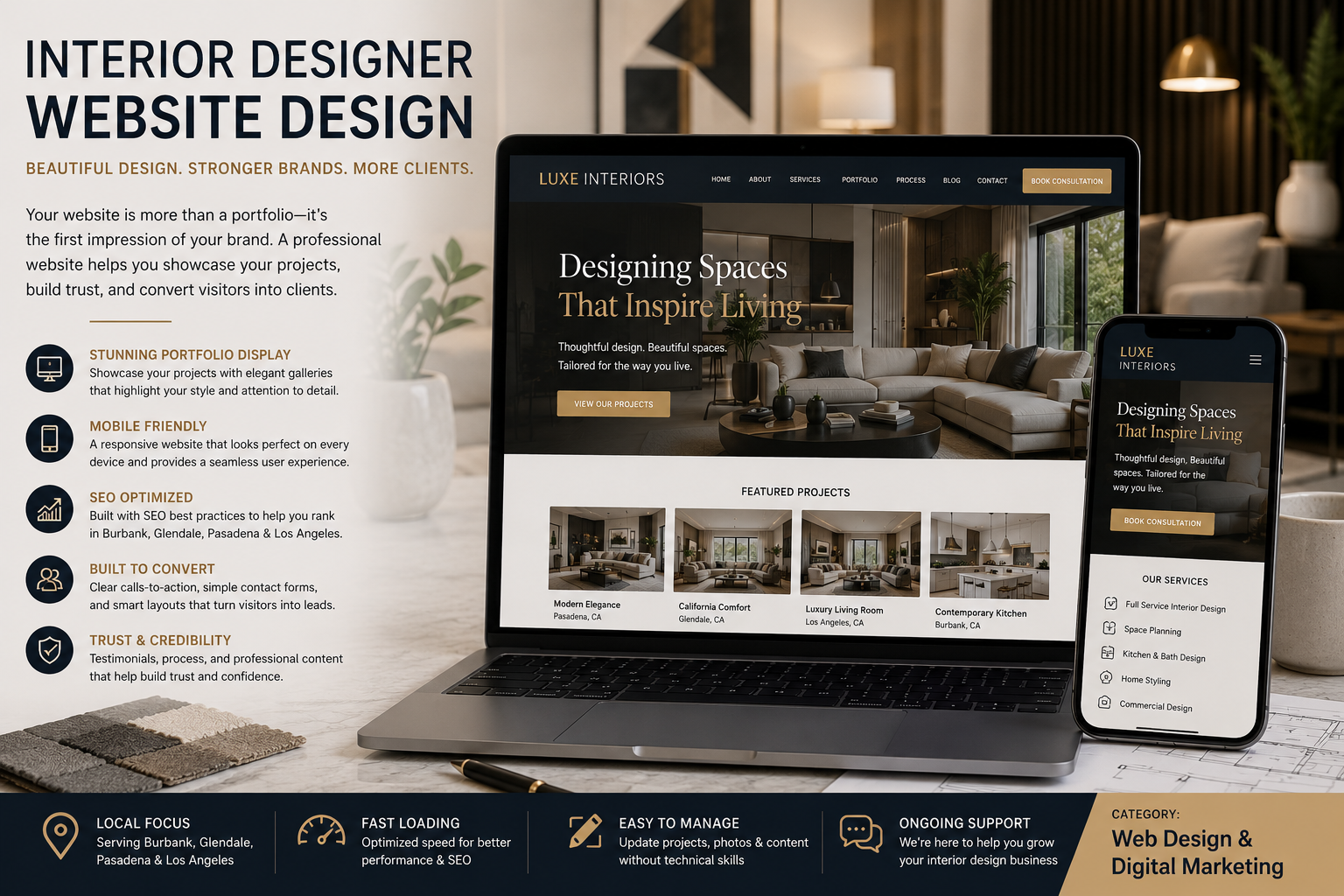 Interior Designer Website Design Burbank Glendale Pasadena Los Angeles