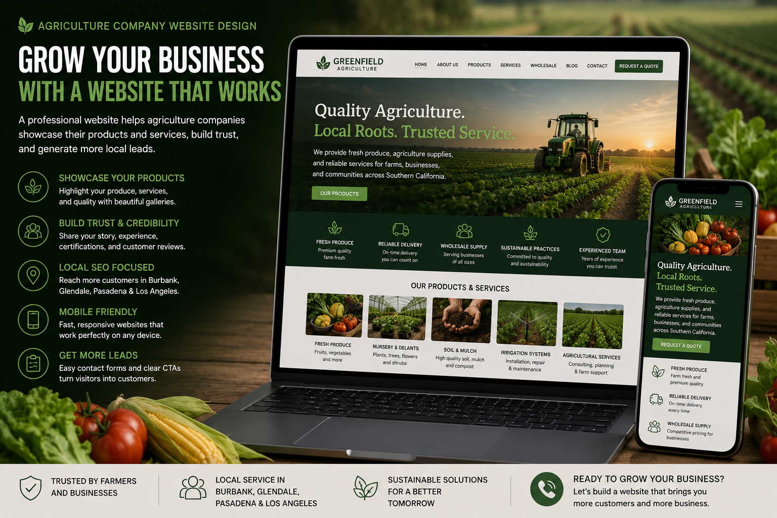 Agriculture Company Website Design Burbank Glendale Pasadena Los Angeles