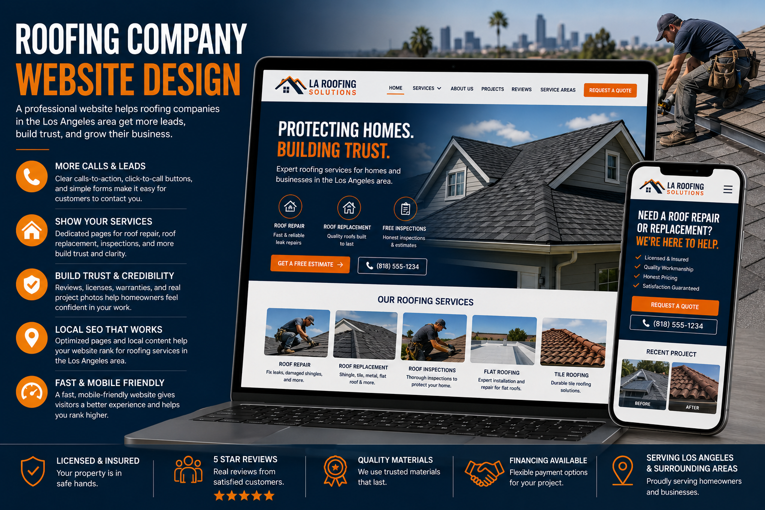 Roofing Company Website Design Los Angeles Area