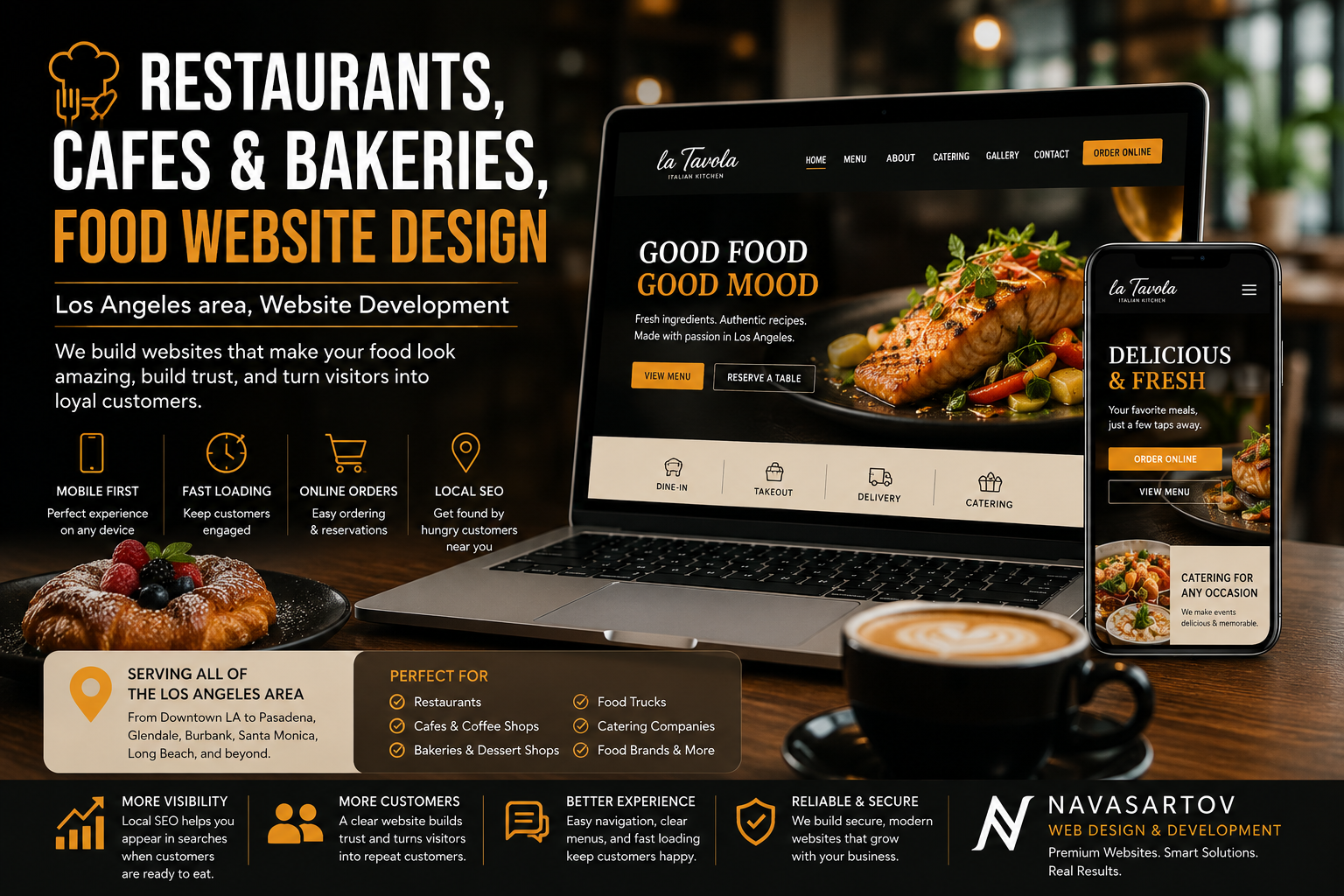 Restaurant Food Website Design Los Angeles